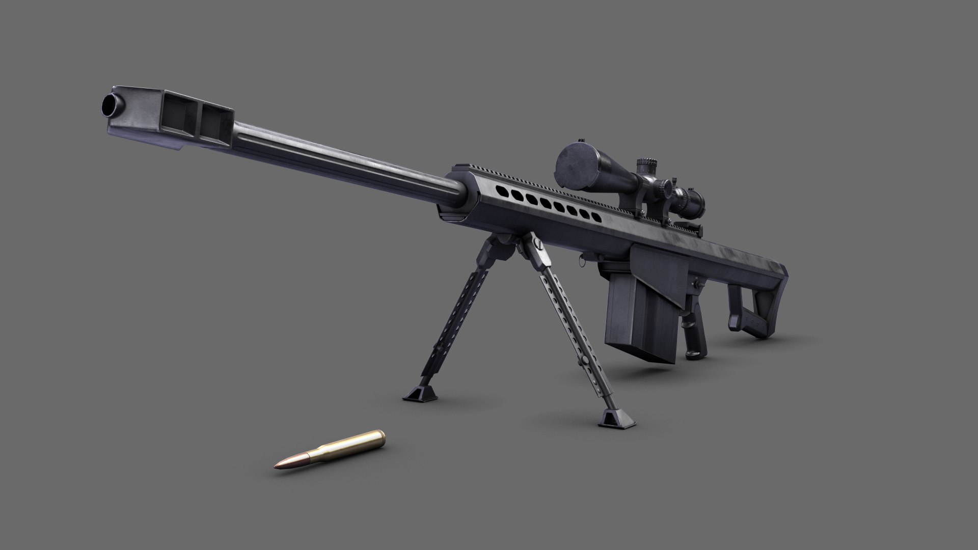 3D Barrett M107A1 Sniper Rifle Low Poly PBR - TurboSquid 2356570