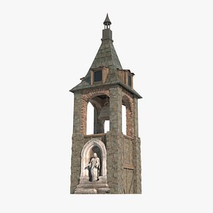 3D Ancient architectural clock tower model