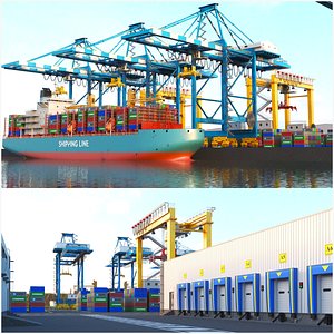 Detailed Full Containers Port