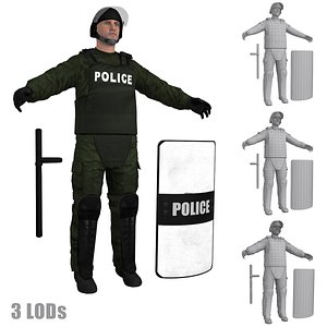 riot police officer 3 3d model