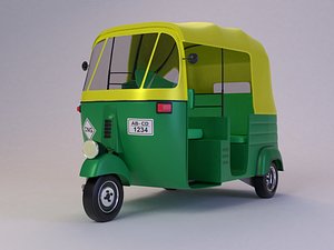 3D indian auto rickshaw cartoon