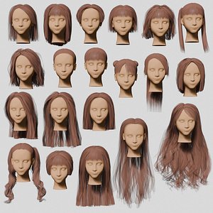 20 hairstyles 3D model