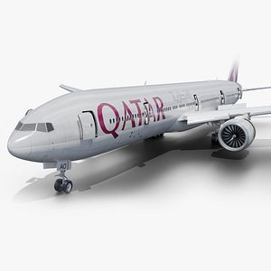 Qatar Airways Boeing 777-300 Animated Realistic Jet 3D model