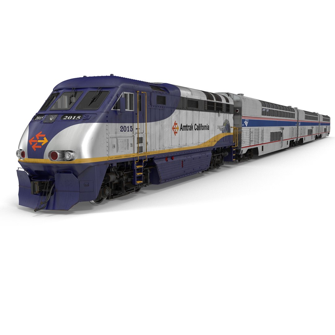 Passenger Double Deck Train Amtrak 3D model preview