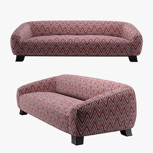 3D Curved Modern Sofa Zigzag Fabric Upholstery