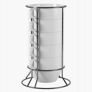 3D White stack of cups
