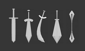 3D model 20 Low-poly medieval fantasy melee weapon base mesh shapes IMM shapes Zbrush set and fbx obj files