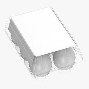 Plastic Carton of Eggs 6 White and Brown Blank or Generic Label 3D model