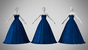 3D Dress 48 Indigo Velvet With Design