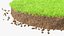 3D Round Soil with Grass Fur