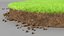 3D Round Soil with Grass Fur