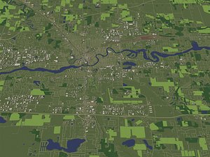 Elkhart Indiana USA in 20 km x 20 km - city and urban 3D model