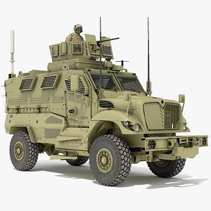 3D Military Armored Vehicle Green with Soldiers