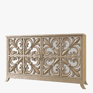 Hooker Furniture Living Room Melange Fleur-De-Lis Mirrored Credenza
