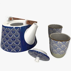 3D Ceramic Asian Tea set