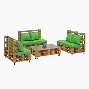 3D palette chair set model