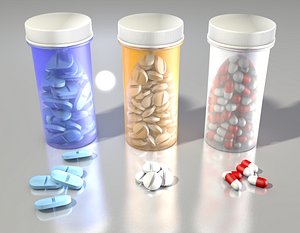 bottle pill medical medicine 3D model