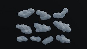 Low-poly Cartoon clouds asset Polygonal Style 3D model