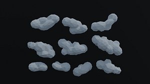 Low-poly Cartoon clouds asset Polygonal Style