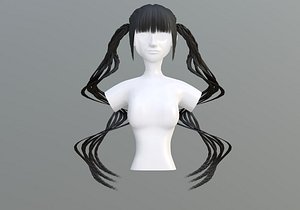 Braids Bangs Hair 3D model