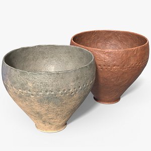 Ancient and Newly Made Untreated Pots model