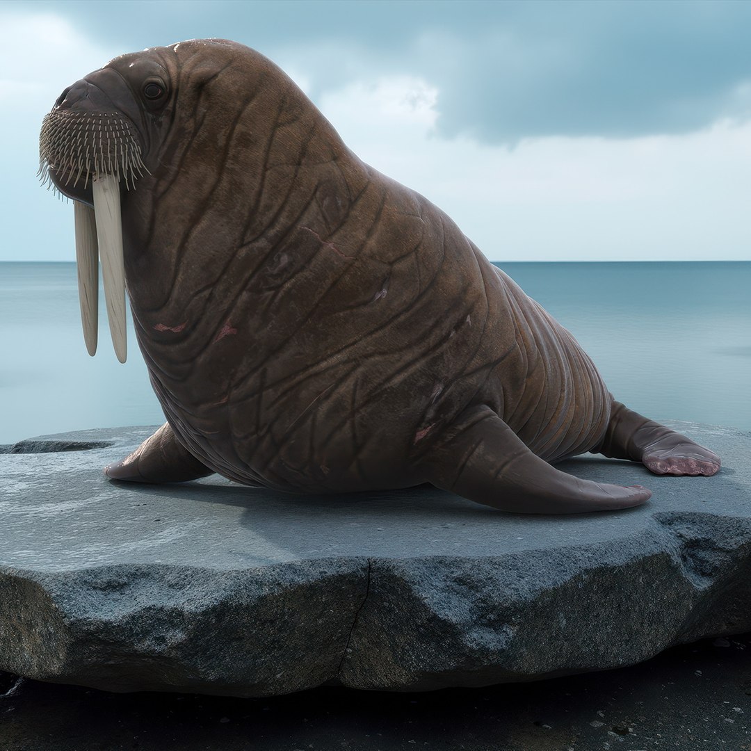 Old Walrus Rigged for Cinema 4D 3D model preview