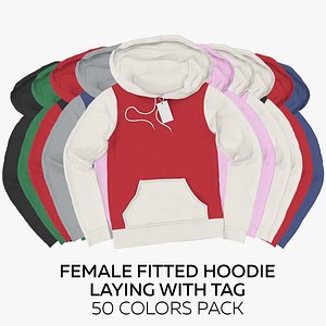 3D Female Fitted Hoodie Laying With Tag 50 Colors Pack model