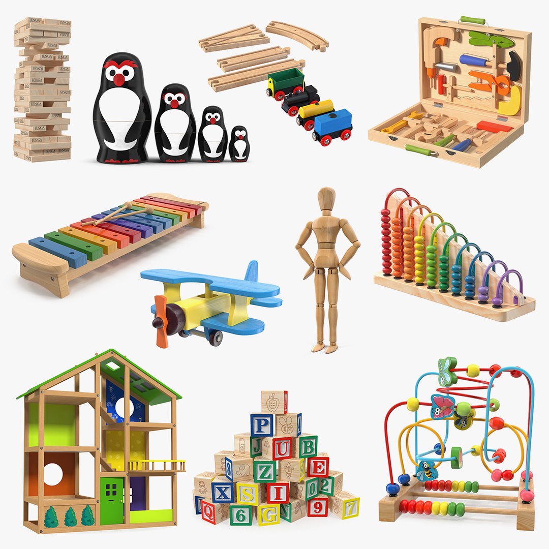 Wooden Toys Collection 5 3D model preview
