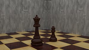 3D Chess pieces pawn and queen