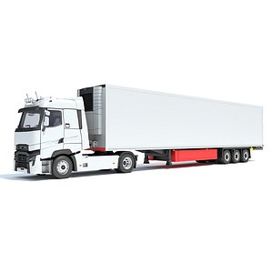 Truck with Reefer Refrigerator Trailer 3D model