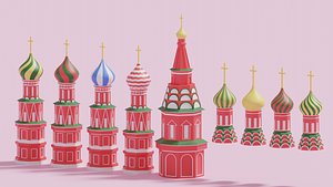 3D Moscow Kremlin Saint Basil's Cathedral Russia