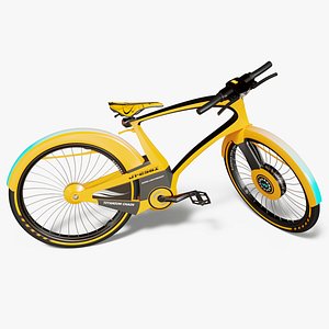 Futuristic Urban Bicycle Orange Rigged