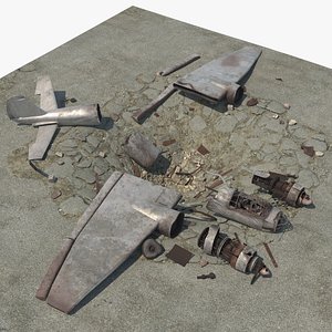 Abandoned Aircraft Crash Site with Soil Crater