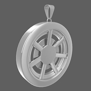 Simple Silver Wheel Pendant 3D model