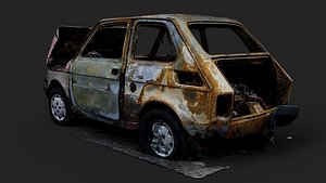burned small car abandoned wreck PBR photogrammetry