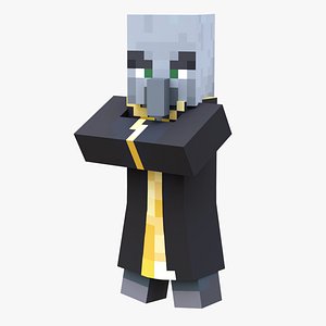 3D Minecraft Evoker Rigged 3D Model Game Ready 4K PBR model