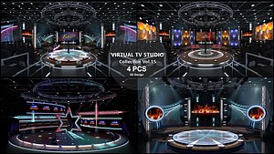 Virtual TV Studio Sets - Collection Vol 15 - 4 PCS DESIGN 3D model