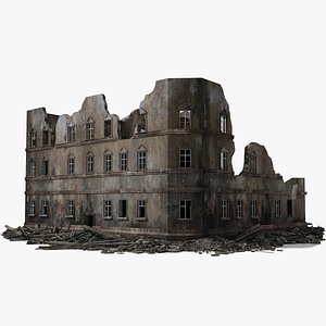 3d destroyed ruined building war 2
