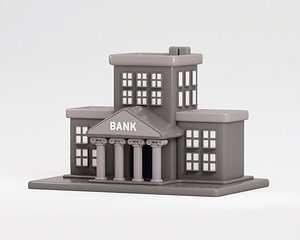 Cartoon Bank Building 3D model model