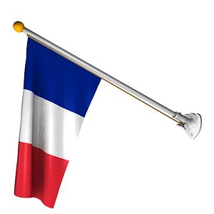 French flag on pole, 70 degrees