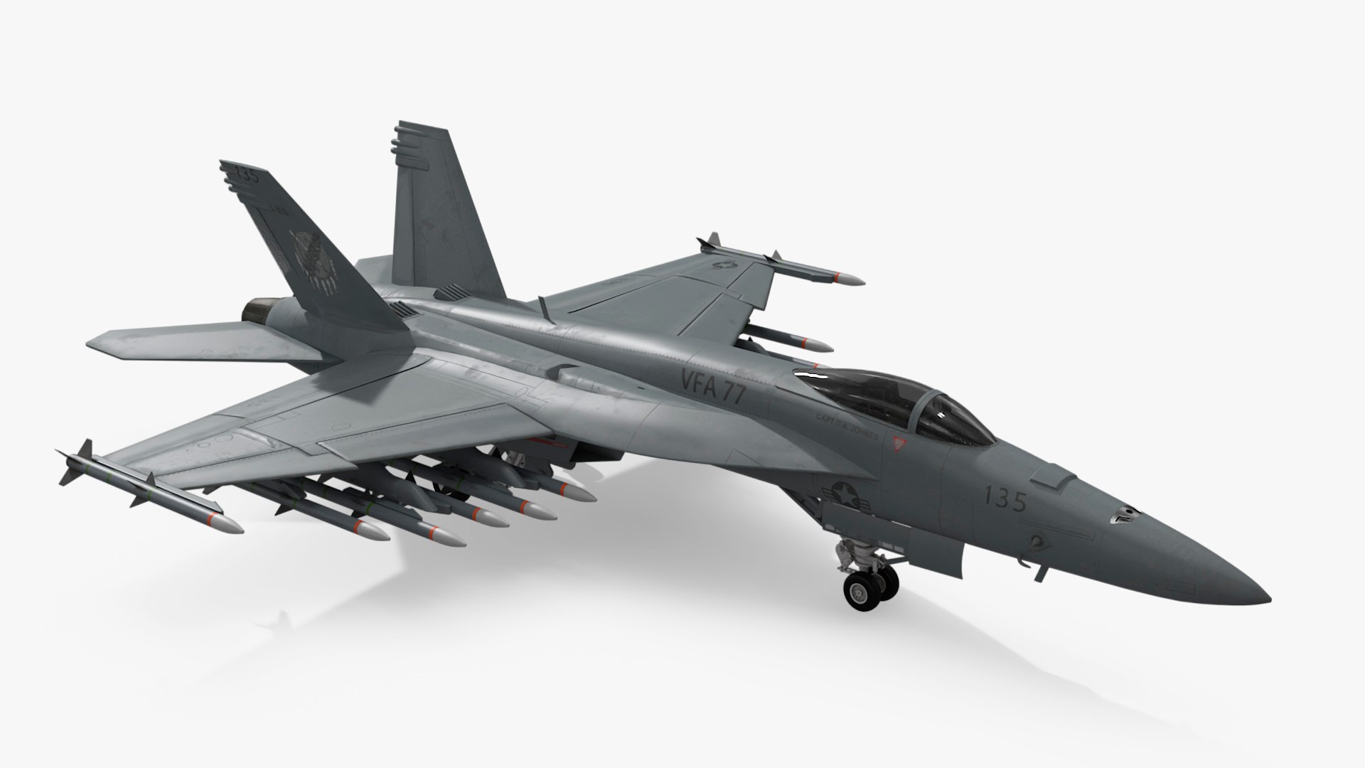 FA-18E Super Hornet with Weapons 3D model preview