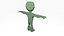 3D model Green Alien CartoonNo Animated Skeleton