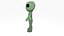 3D model Green Alien CartoonNo Animated Skeleton
