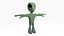 3D model Green Alien CartoonNo Animated Skeleton
