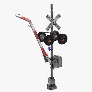 3D Railway Signal Gate Damaged Right model