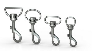 set 4 carabiners metal 3D