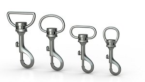 Set of 4 Metal Carabiner LowPoly Low-poly 3D model Low-poly 3D model