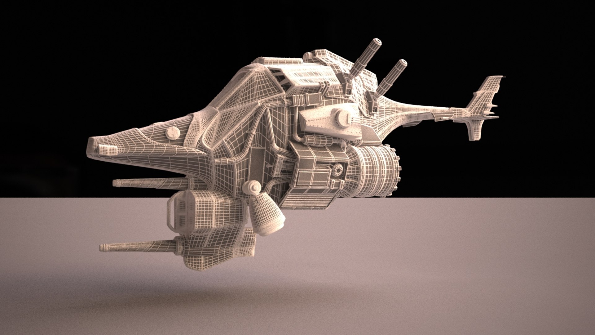 Sci Fi Helicopter Fighter 3d Model