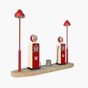 3D vintage petrol station island model