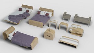 Set of furniture made of bent wood